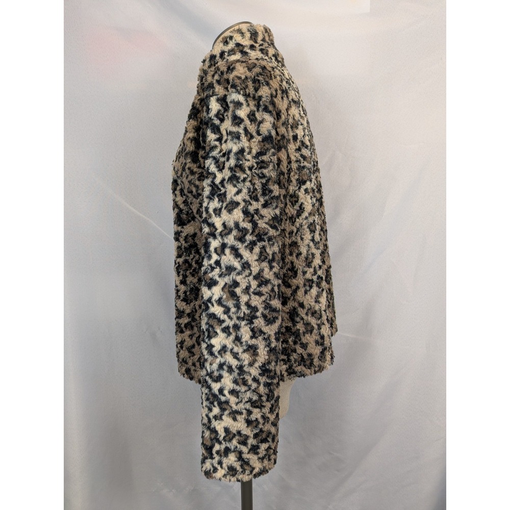Dylan by True Grit Jacket Large Faux Fur Leopard Print Coat Soft Fuzzy L - Picture 3 of 11